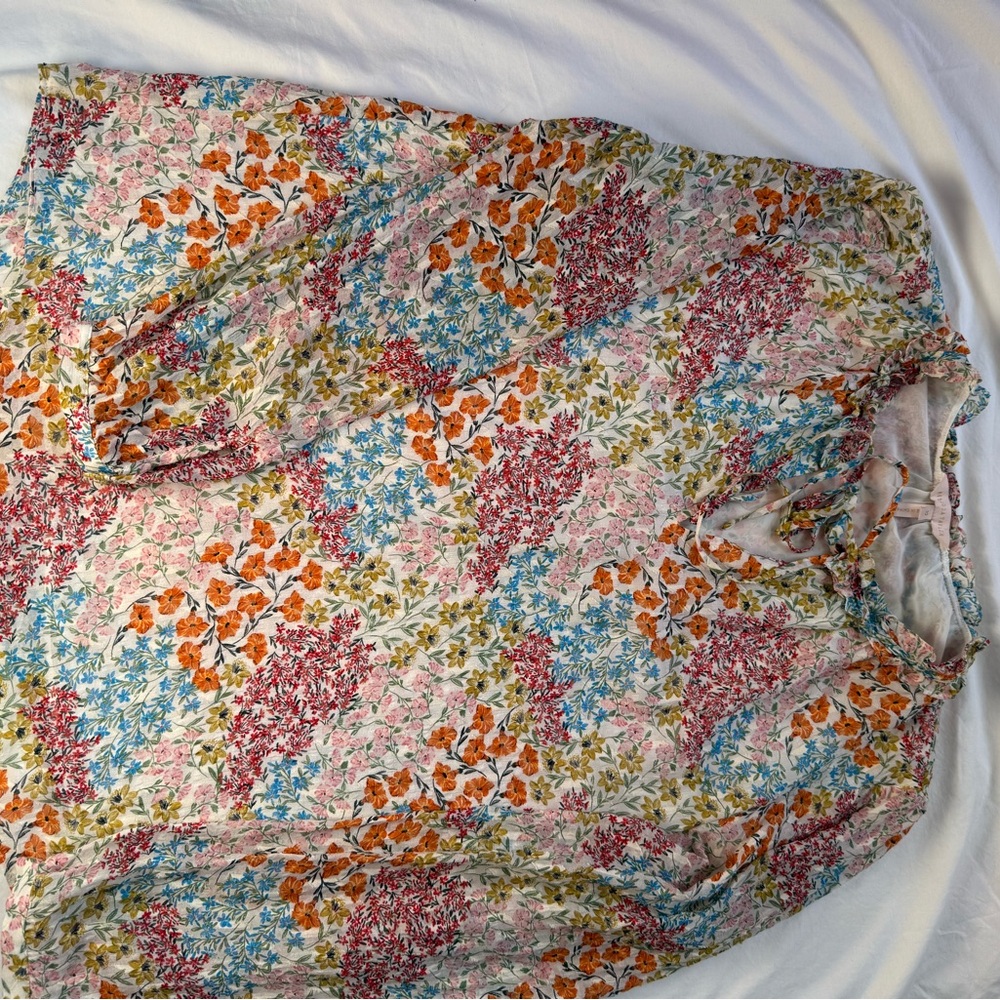 Rebecca Taylor Multicolor Floral Ruffle Blouse